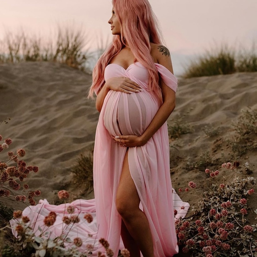 Elegant Pink Maternity Dress